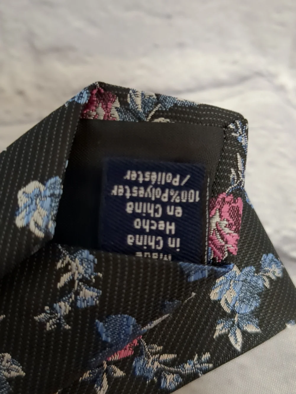 Stafford Black Floral Tie with Blue and Pink Roses